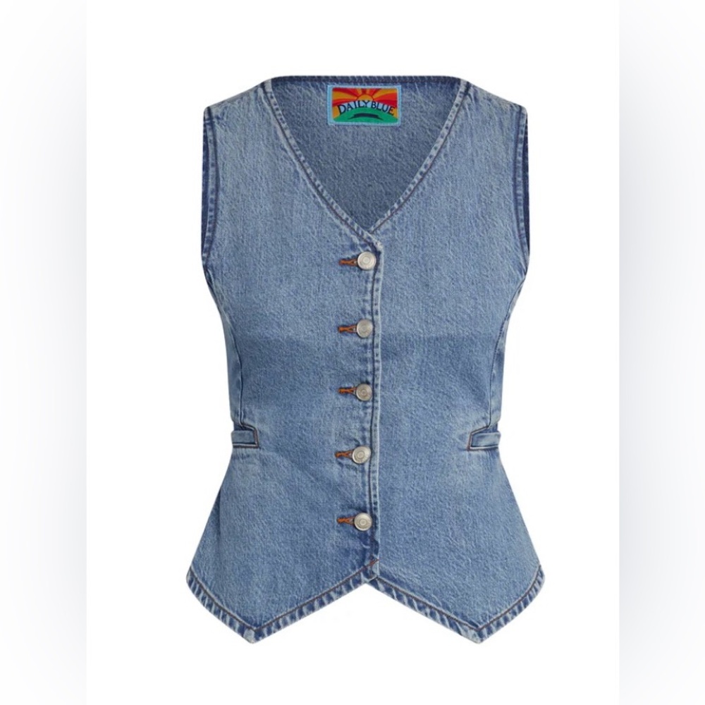 AG Adriano Goldschmied Blue Denim Vest NWT - Picture 2 of 9